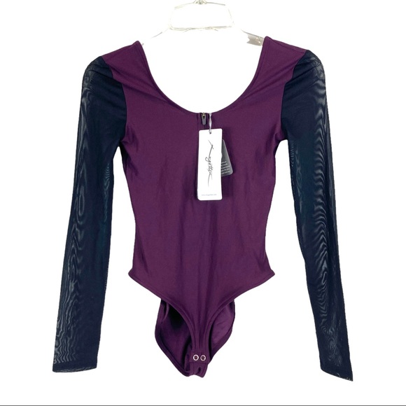 Gottex Other - X by Gottex Purple Black Colorblock Long Sleeve Bodysuit Swimsuit Womens Size XS